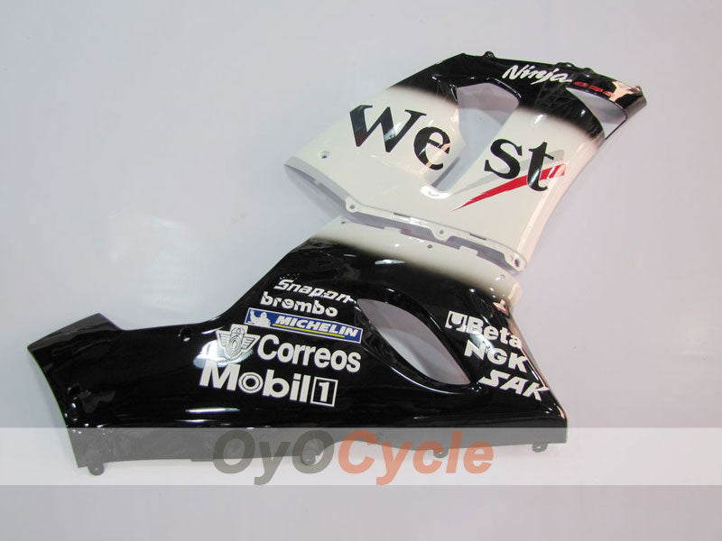 Injection Fairing kit for 05-06 NINJA ZX-6R - White, Black - West #OYO87901894