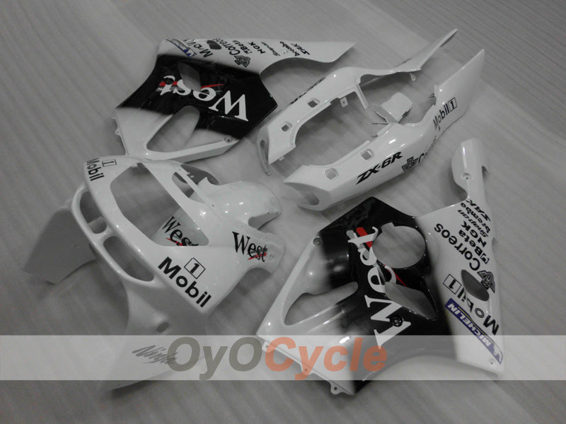 Injection Fairing kit for 94-97 NINJA ZX-6R - White, Black - West #OYO87902996