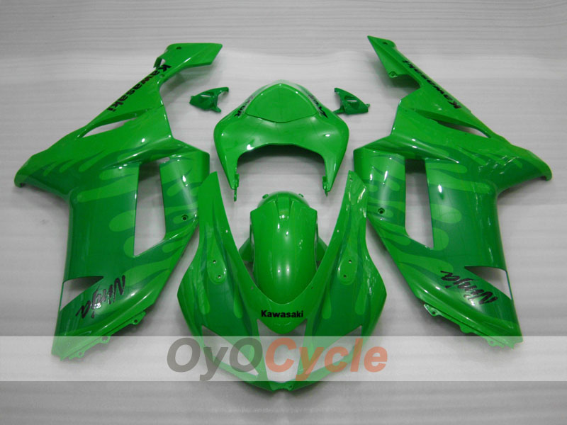 Injection Fairing kit for 07-08 NINJA ZX-6R - Green - Flame #OYO87901932