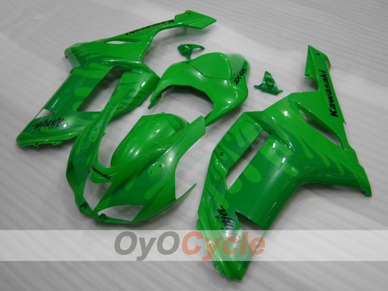 Injection Fairing kit for 07-08 NINJA ZX-6R - Green - Flame #OYO87901932
