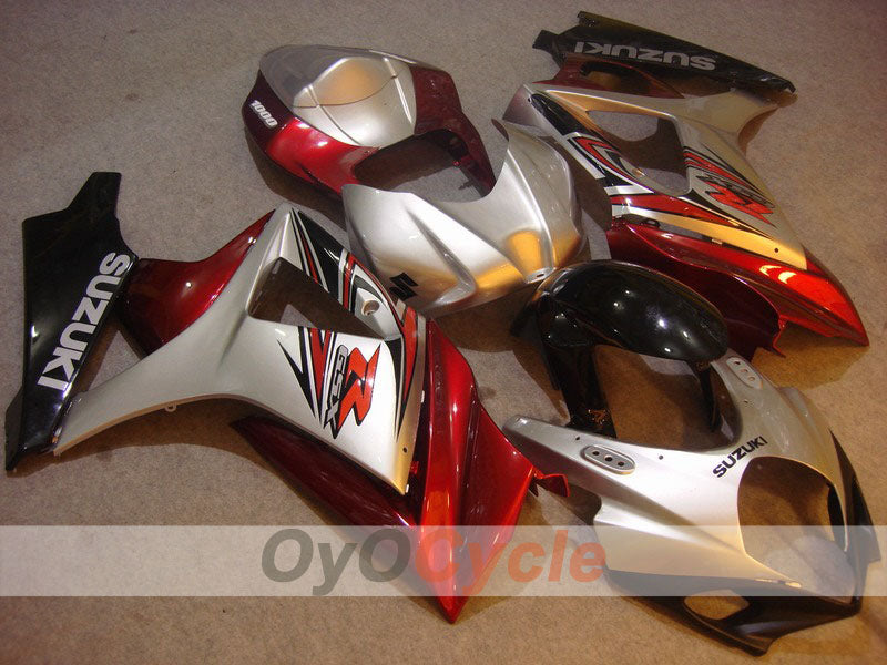 Injection Fairing kit for 07-08 GSX R1000 - Red, Silver - Factory Style #OYO87902129 Main image