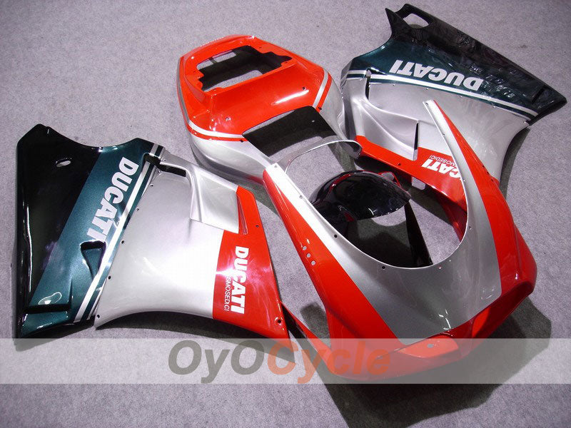 Injection Fairing kit for 02-04 Ducati 998 - Red, Silver - Factory Style #OYO87902277 Main image