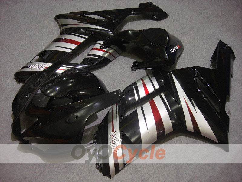 Injection Fairing kit for 07-08 NINJA ZX-6R - Black, Silver - Factory Style #OYO87901919 Main image