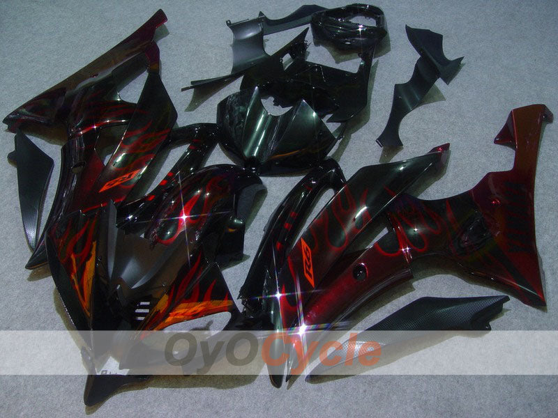 Injection Fairing kit for 08-16 YZF-R6 - Red, Black - Flame #OYO87900964