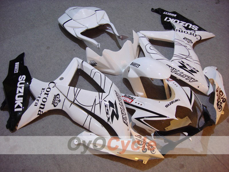 Injection Fairing kit for 08-10 GSX R750 - White, Black - Corona #OYO87901386 Main image