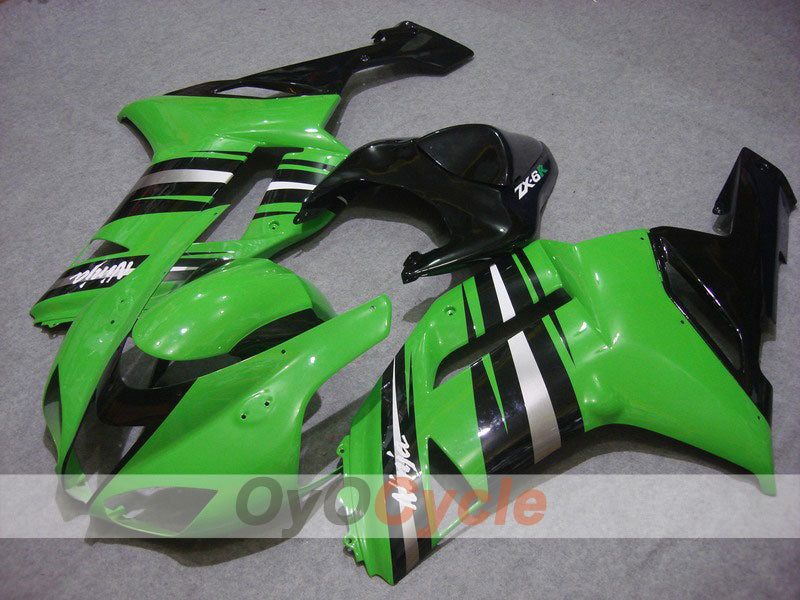 Injection Fairing kit for 07-08 NINJA ZX-6R - Green, Black - Factory Style #OYO87901921 Main image