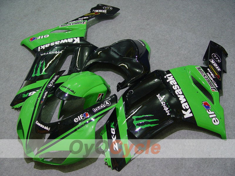 Injection Fairing kit for 07-08 NINJA ZX-6R - Green, Black - Monster #OYO87901954