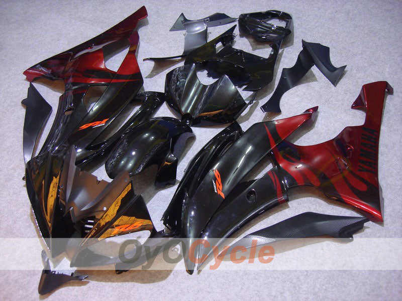 Injection Fairing kit for 08-16 YZF-R6 - Red, Black - Flame #OYO87900966