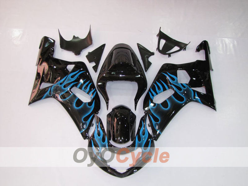 Injection Fairing kit for 01-03 GSX R600 - Blue, Black - Flame #OYO87901043 Main image