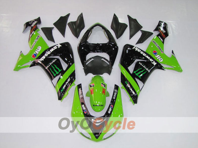 Injection Fairing kit for 06-07 NINJA ZX-10R - Green, Black - Monster #OYO87901623