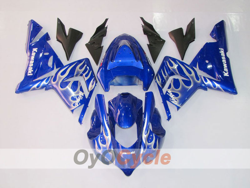 Injection Fairing kit for 04-05 NINJA ZX-10R - Blue, White - Flame #OYO87901535 Main image