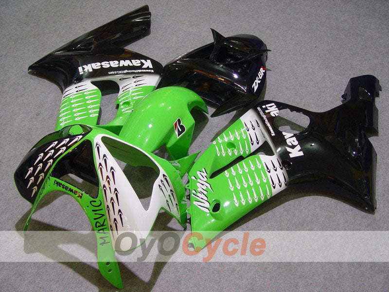 Injection Fairing kit for 03-04 NINJA ZX-6R - Green, Black - Nakano #OYO87901819 Main image
