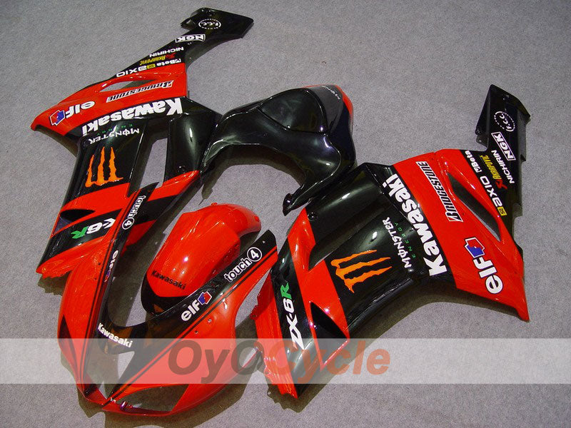 Injection Fairing kit for 07-08 NINJA ZX-6R - Red, Black - Monster #OYO87901956 Main image