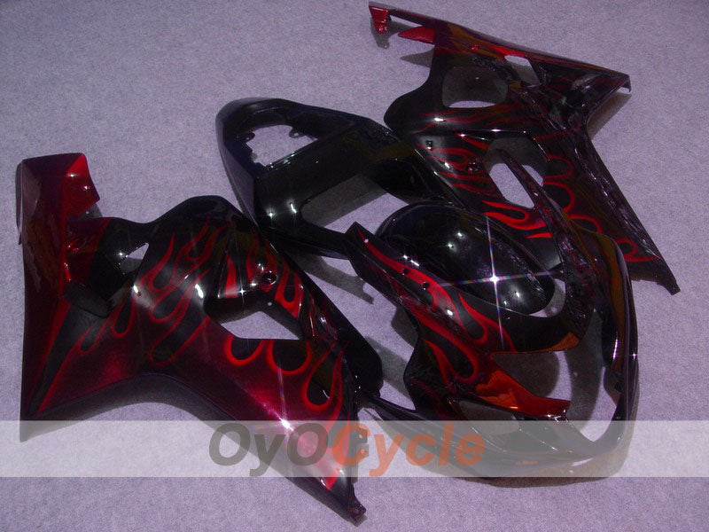Injection Fairing kit for 04-05 GSXR600 - Red, Black - Flame #OYO87901183 Main image