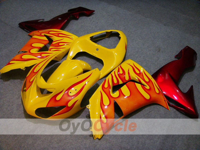 Injection Fairing kit for 06-07 NINJA ZX-10R - Red, Yellow - Flame #OYO87901595