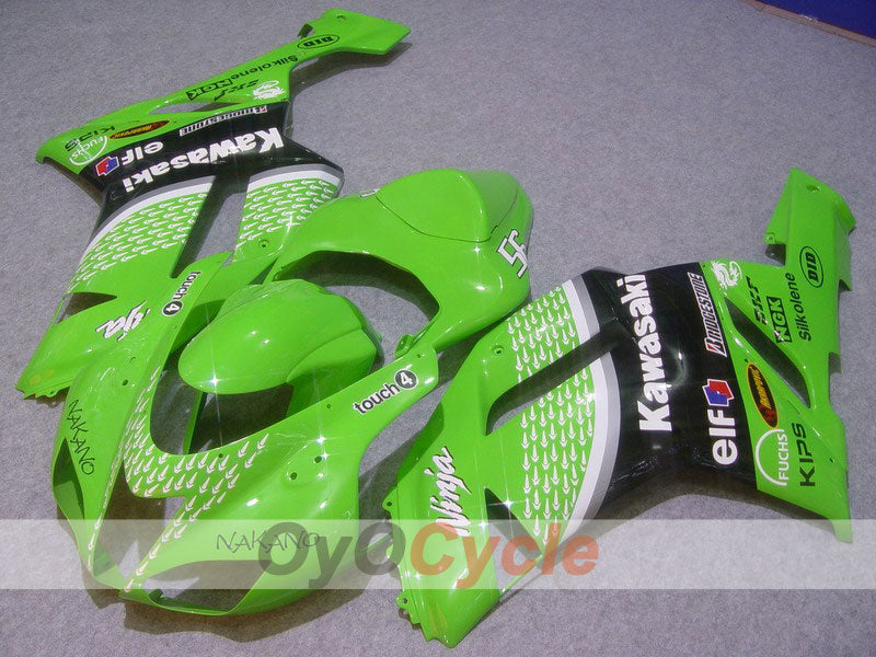 Injection Fairing kit for 07-08 NINJA ZX-6R - Green, Black - Nakano #OYO87901968 Main image