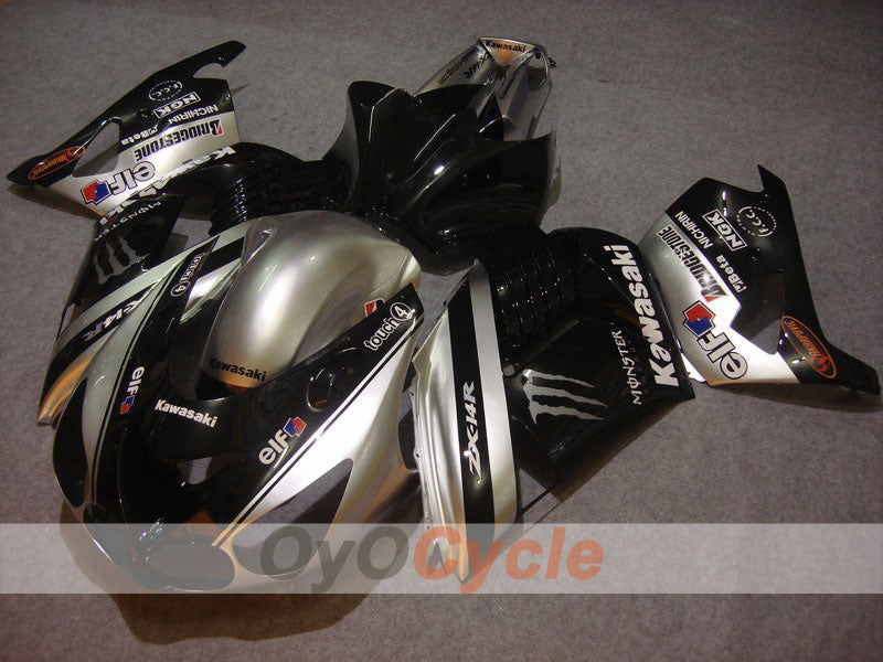 Injection Fairing kit for 06-11 NINJA ZX-14R - Black, Silver - Monster #OYO87902016