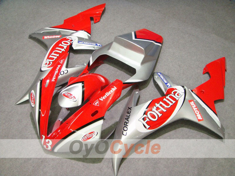 Injection Fairing kit for 02-03 YZF-R1 - Red, Silver - Fortuna, MOTUL #OYO87900797 Main image