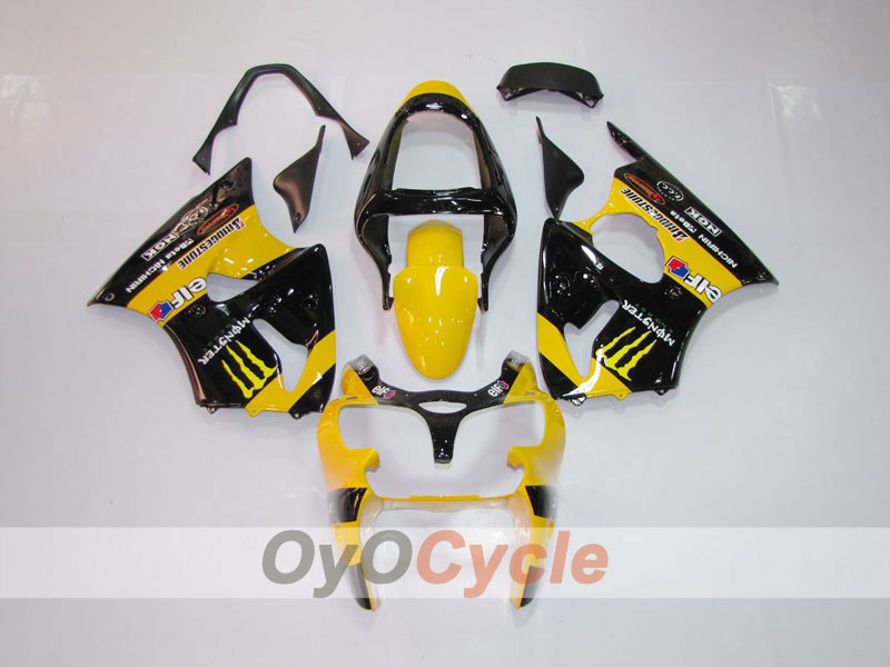 Injection Fairing kit for 00-02 NINJA ZX-6R - Yellow, Black - Monster #OYO87901716 Main image