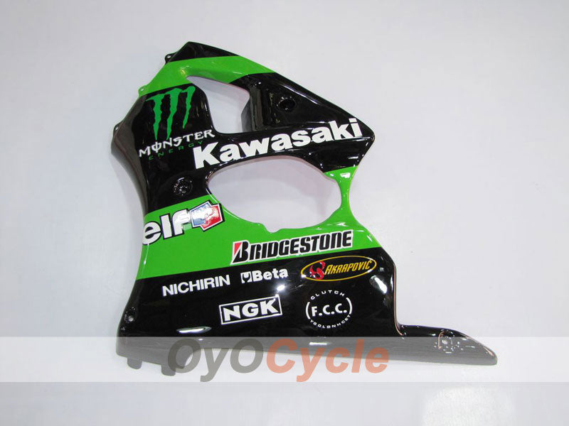Injection Fairing kit for 00-02 NINJA ZX-6R - Green, Black - Monster #OYO87901717