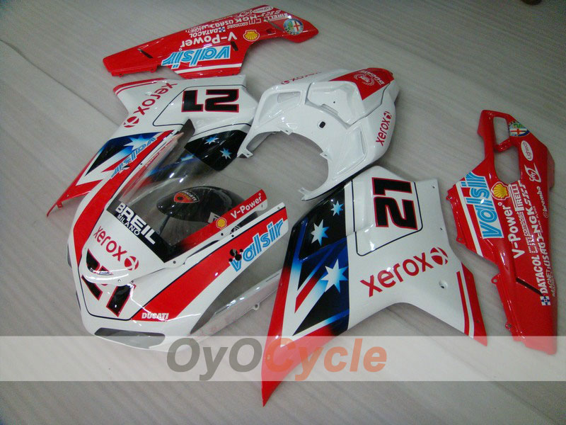 Injection Fairing kit for 08-13 Ducati 848 - Red, White - Xerox #OYO87902253 Main image