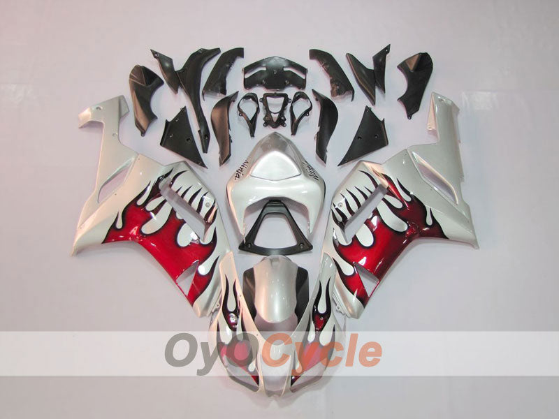 Injection Fairing kit for 07-08 NINJA ZX-6R - Red, Silver - Flame #OYO87901933 Main image