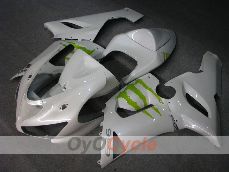 Injection Fairing kit for 05-06 NINJA ZX-6R - Green, White - Monster #OYO87901882