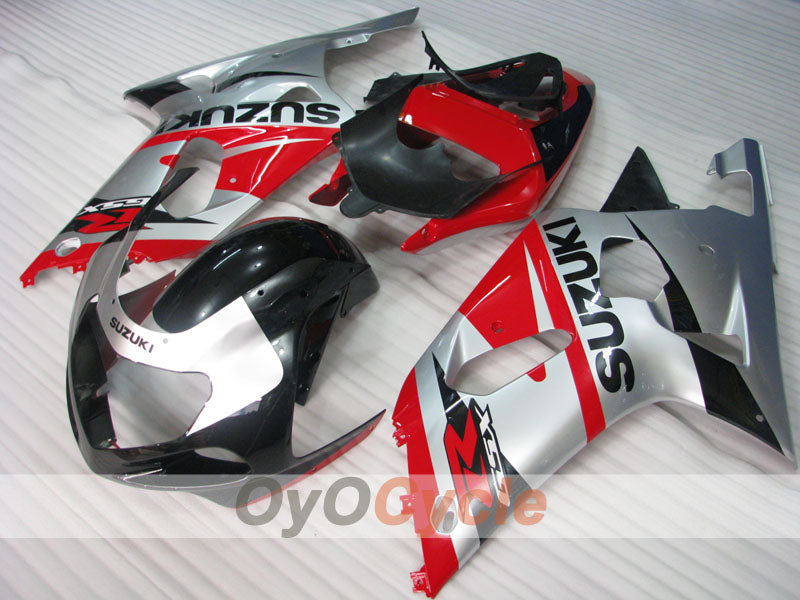 Injection Fairing kit for 01-03 GSX R600 - Red, Silver - Factory Style #OYO87905084 Main image