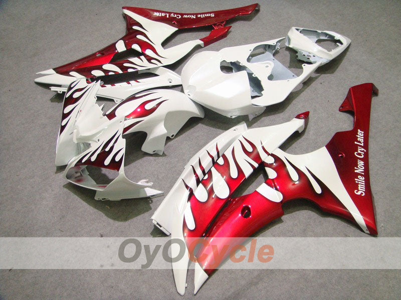 Injection Fairing kit for 08-16 YZF-R6 - Red, White - Flame #OYO87900968 Main image