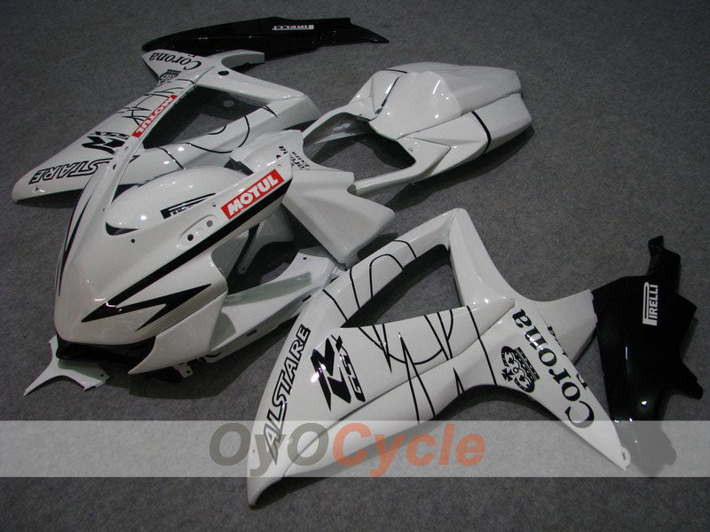 Injection Fairing kit for 08-10 GSX R600 - White, Black - Corona, MOTUL #OYO87901615