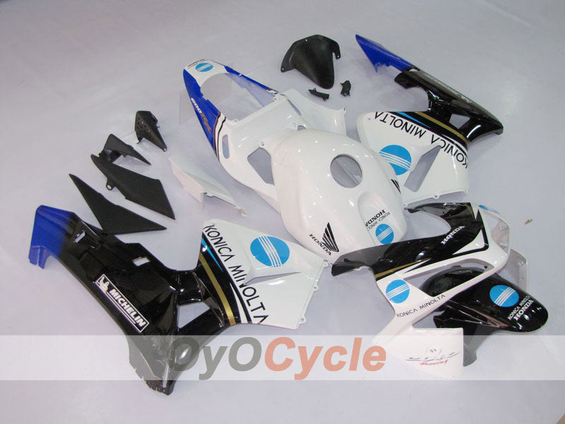 Injection Fairing kit for 03-04 CBR600RR - White, Black - Konica Minolta #OYO87902526
