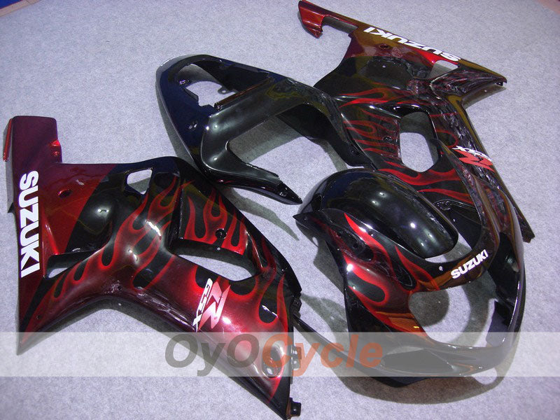Injection Fairing kit for 00-02 GSX R1000 - Red, Black - Flame #OYO87901731