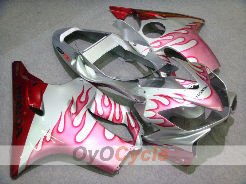 Injection Fairing kit for 01-03 CBR600F4i - Silver, Pink - Flame #OYO87900152 Main image
