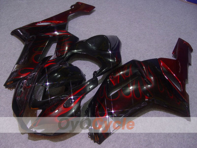 Injection Fairing kit for 07-08 NINJA ZX-6R - Red, Black - Flame #OYO87901938 Main image