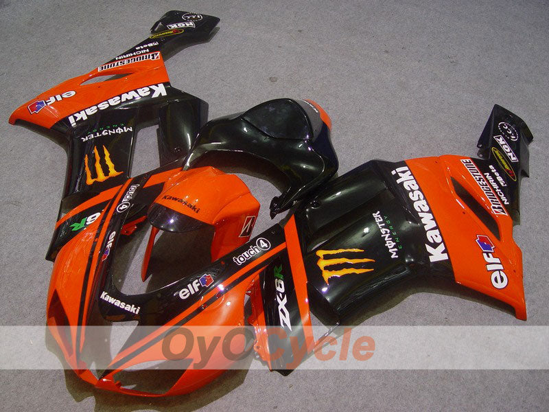 Injection Fairing kit for 07-08 NINJA ZX-6R - Orange, Black - Monster #OYO87901965