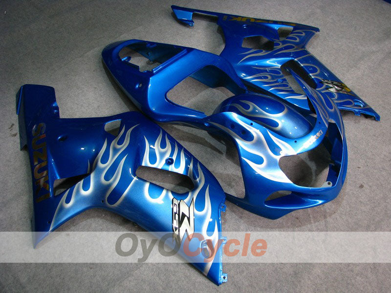 Injection Fairing kit for 01-03 GSX R600 - Blue, White - Flame #OYO87901049 Main image