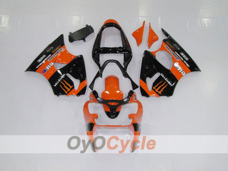 Injection Fairing kit for 00-02 NINJA ZX-6R - Orange, Black - Monster #OYO87901715