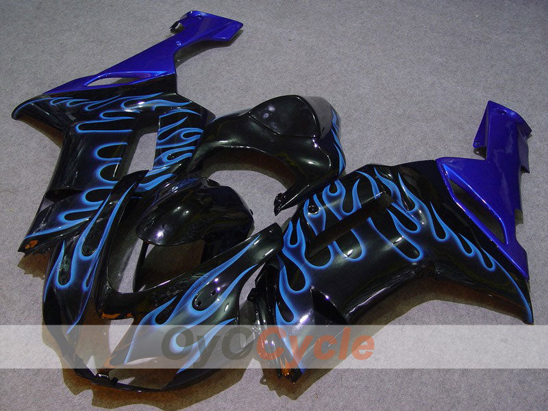 Injection Fairing kit for 07-08 NINJA ZX-6R - Blue, Black - Flame #OYO87901941 Main image