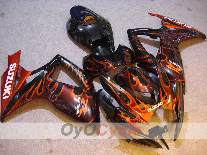 Injection Fairing kit for 06-07 GSX R750 - Orange, Black - Flame #OYO87901295