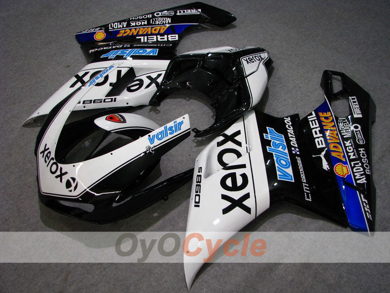 Injection Fairing kit for 08-13 Ducati 848 - White, Black - Xerox #OYO87902268 Main image
