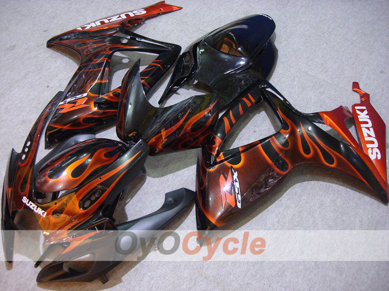 Injection Fairing kit for 06-07 GSX R750 - Orange, Black - Flame #OYO87901296 Main image