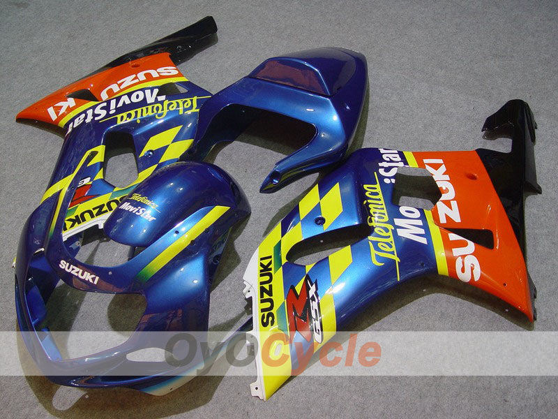 Injection Fairing kit for 01-03 GSX R600 - Yellow, Blue - Movistar #OYO87901067