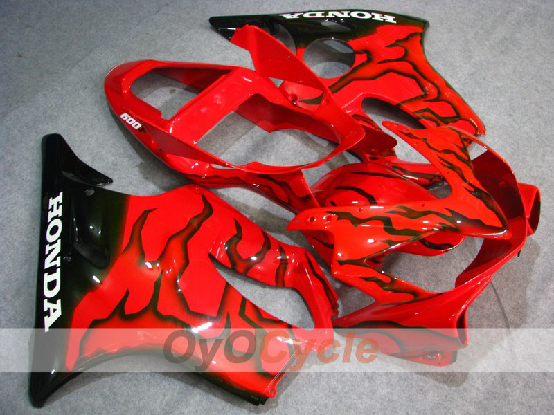 Injection Fairing kit for 01-03 CBR600F4i - Red, Black - Flame #OYO87900151