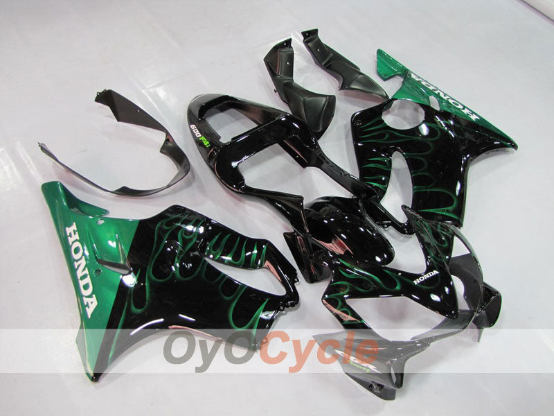 Injection Fairing kit for 01-03 CBR600F4i - Green, Black - Flame #OYO87900155 Main image