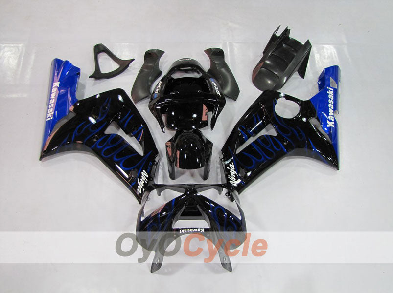 Injection Fairing kit for 03-04 NINJA ZX-6R - Blue, Black - Flame #OYO87901793