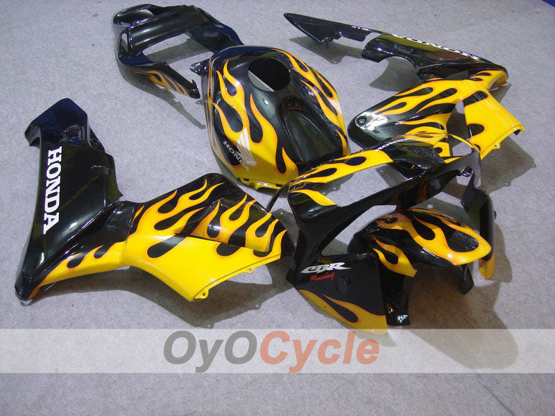 Injection Fairing kit for 03-04 CBR600RR - Yellow, Black - Flame #OYO87902518 Main image