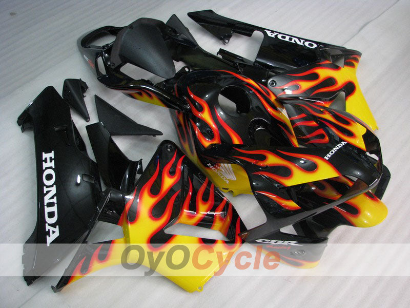 Injection Fairing kit for 03-04 CBR600RR - Yellow, Black - Flame #OYO87902521