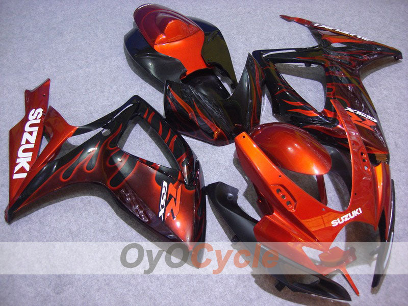 Injection Fairing kit for 06-07 GSX R600 - Orange, Black - Flame #OYO87901496