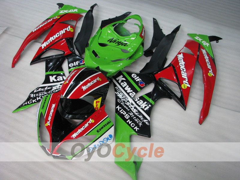 Injection Fairing kit for 09-12 NINJA ZX-6R - Red, Green - Motocard #OYO87901991