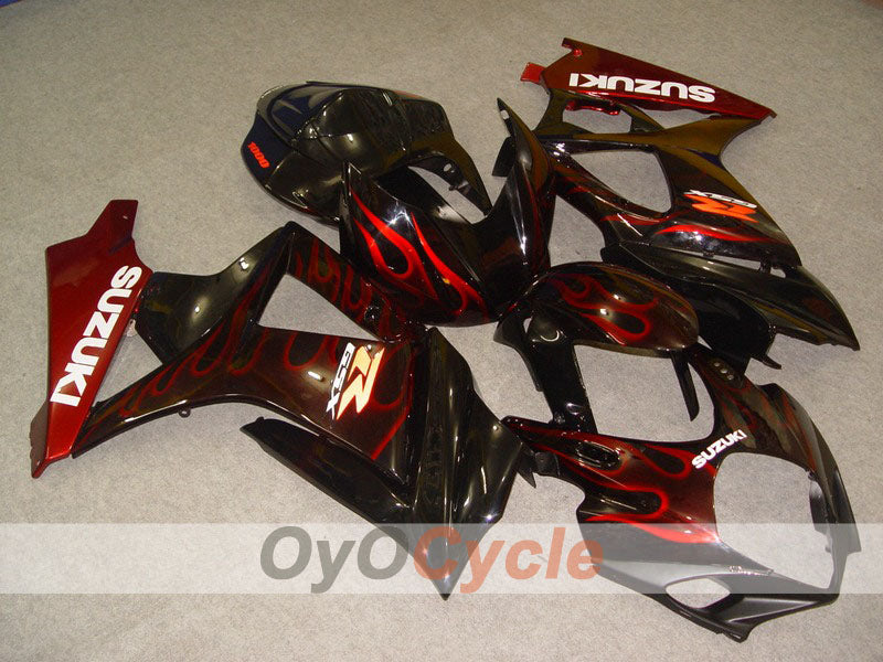 Injection Fairing kit for 07-08 GSX R1000 - Red, Black - Flame #OYO87902099 Main image